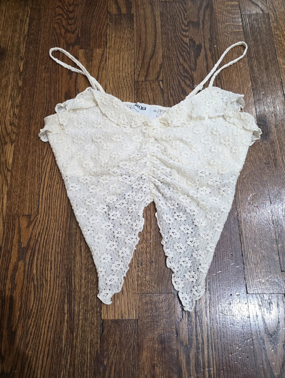 Primark Cream Lacy Crop Strapped Crop Top Women's